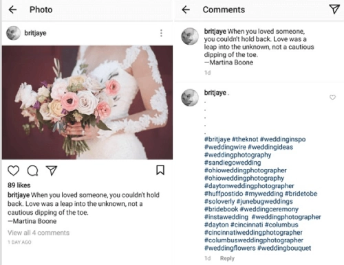 use hashtags in your reels caption