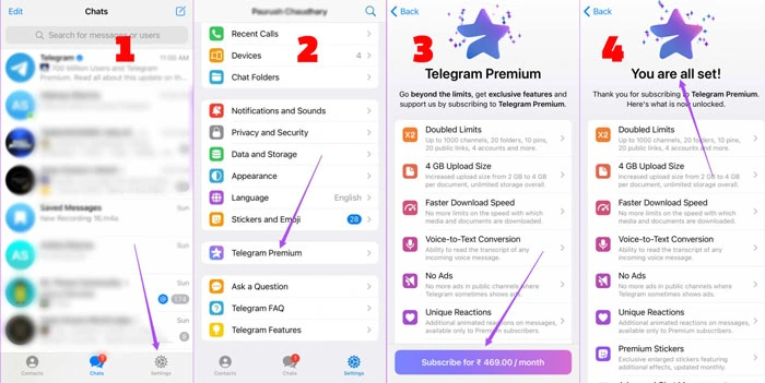 How to subscribe to Telegram Premium on iOS