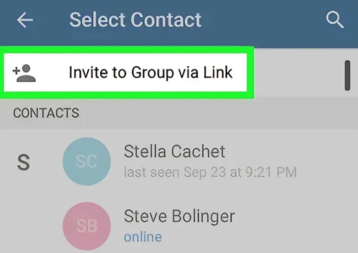 Add Telegram group member via link