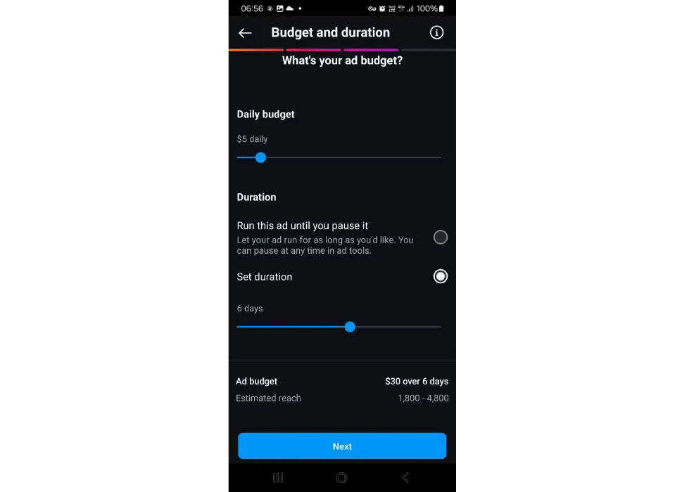 Select your budgets