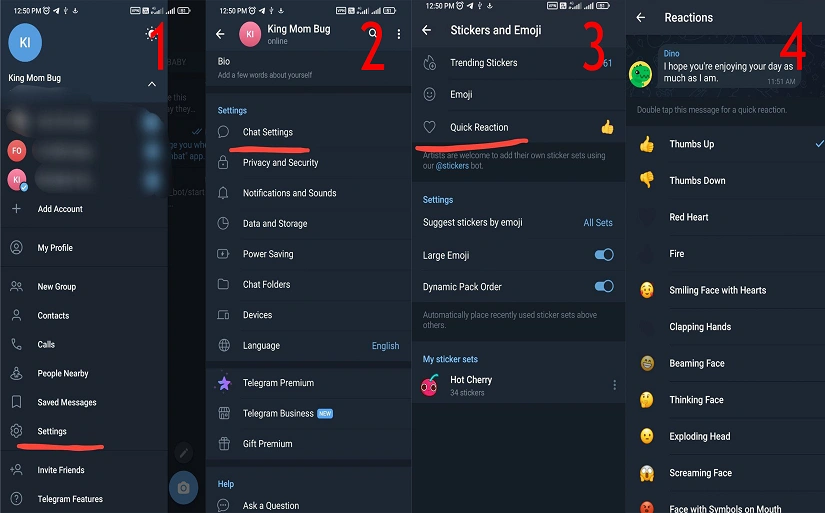  How to change telegram quick reactions on Android 