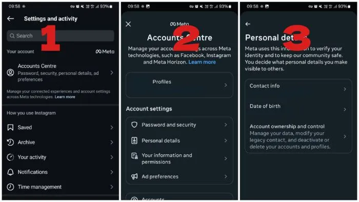 Delete instagram account on Android