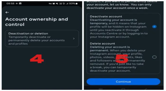 Delete account on Android