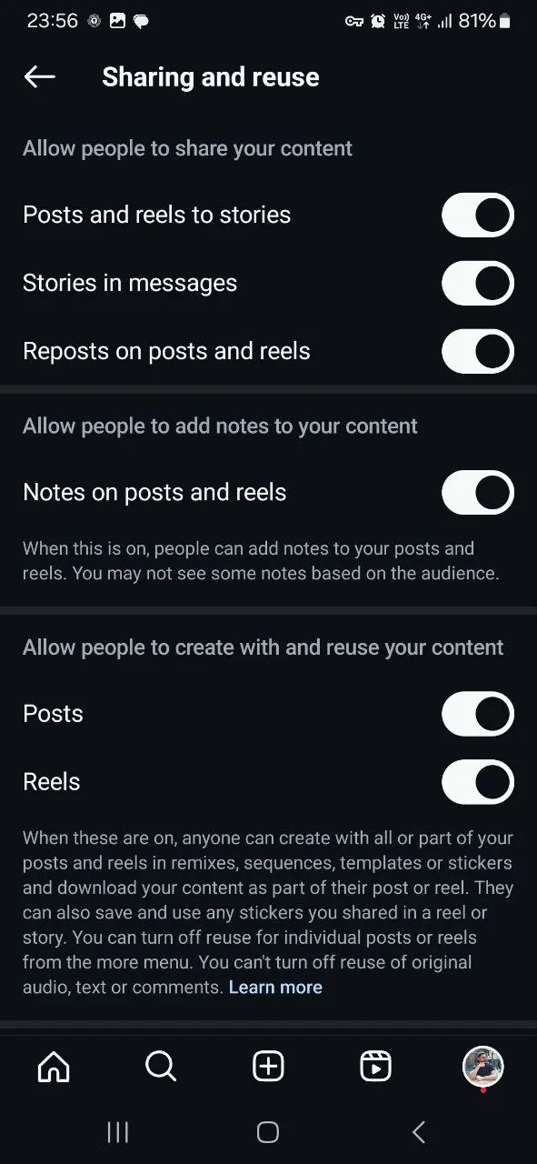How to disallow others from sharing our story.
