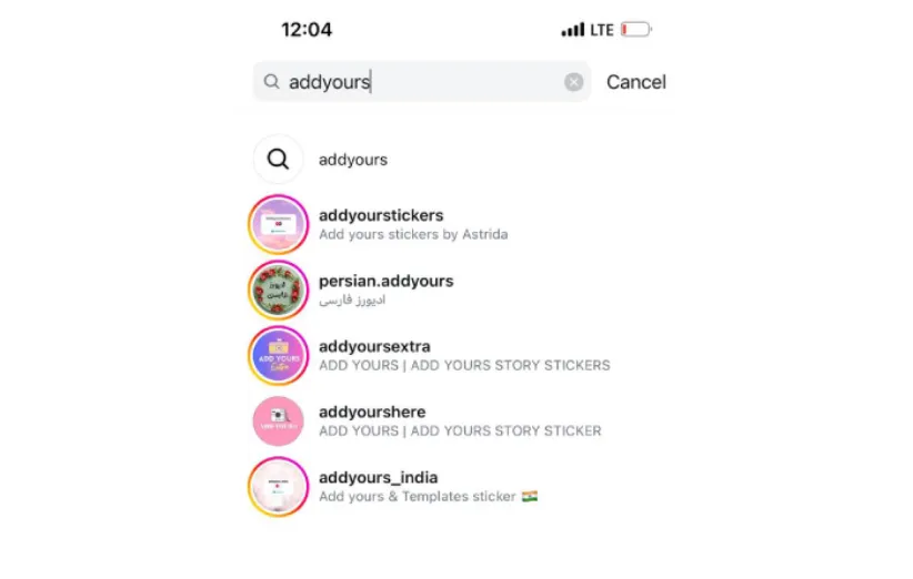 Find Add Yours Pages on Instagram