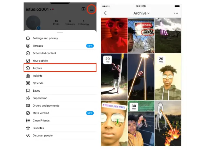 find archive instagram story