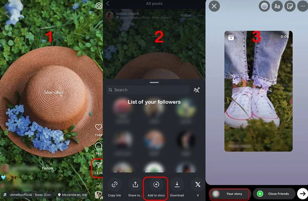  share someone's Reels on Instagram story