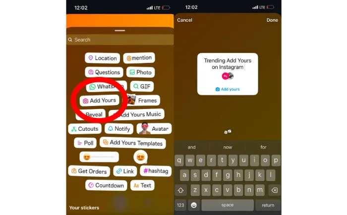 Create an Instagram story by adding yours