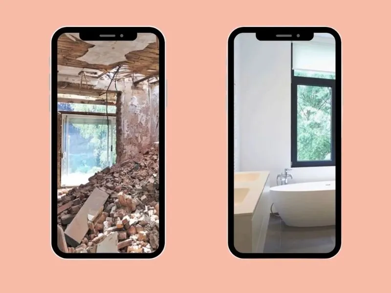 A before-and-after sample for Instagram reels