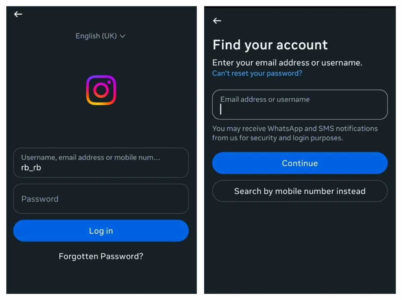 reset Instagram password without Email