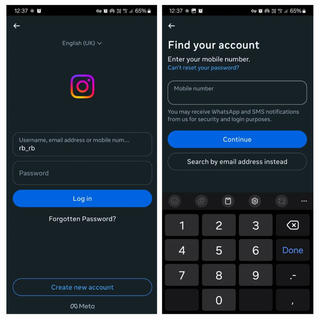 reset Instagram password without phone