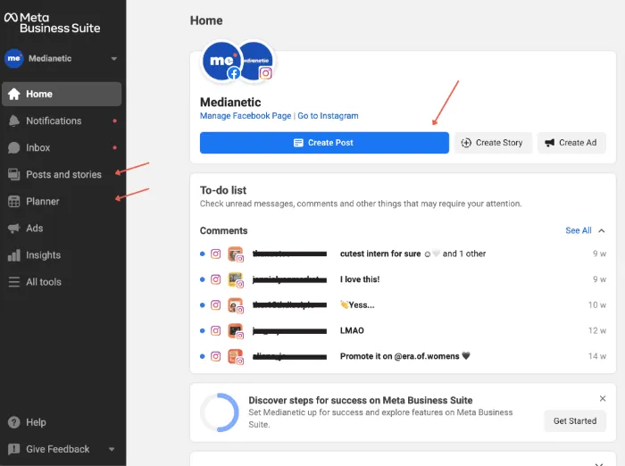 scheduling by Meta Business Suite 