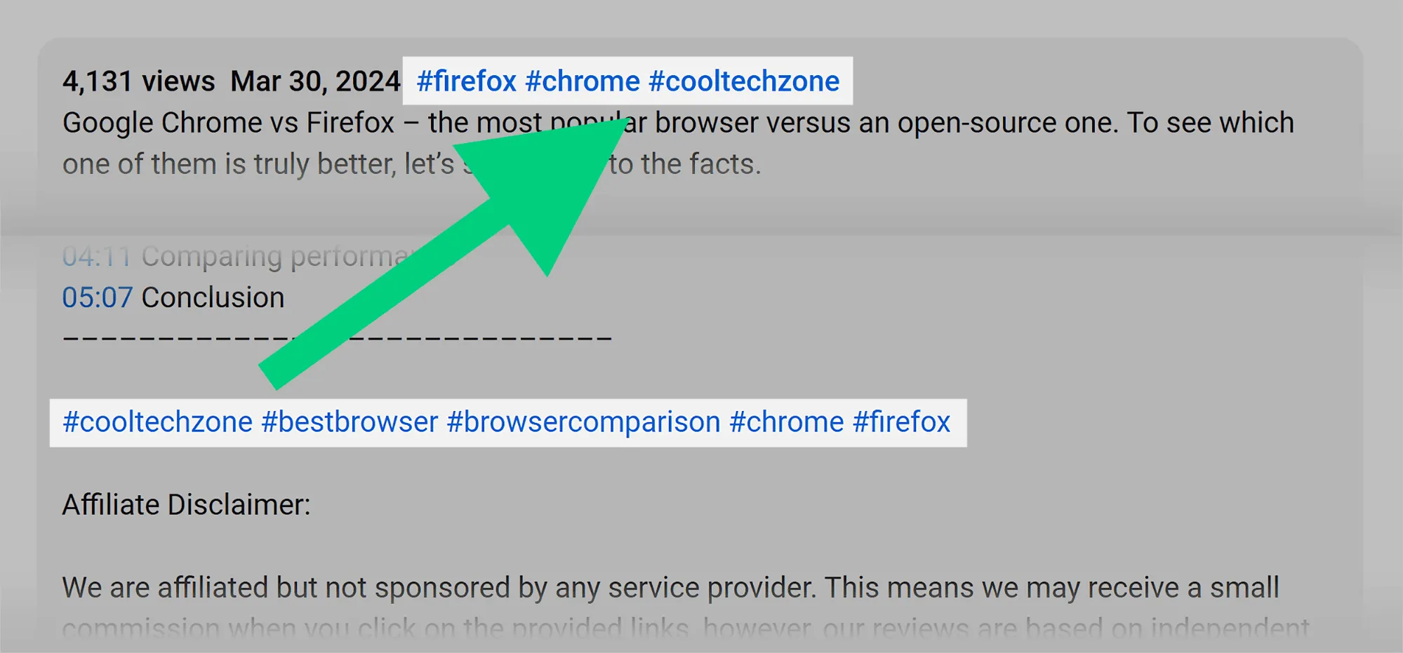 Use relevant hashtags in the descriptions