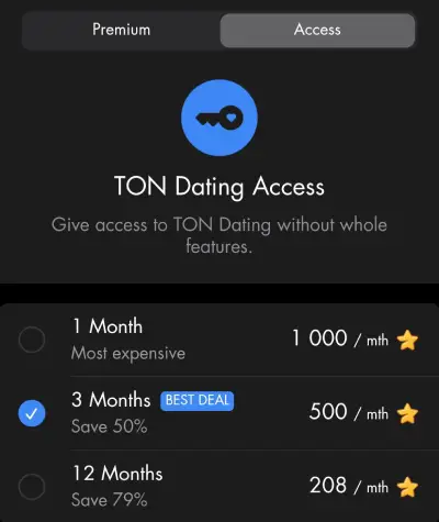 ton dating access prices